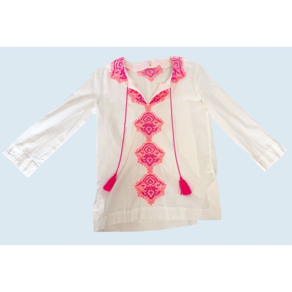 LILLY PULITZER Amelia Island Tunic White Neon Pink Size XS - Picture 2 of 8